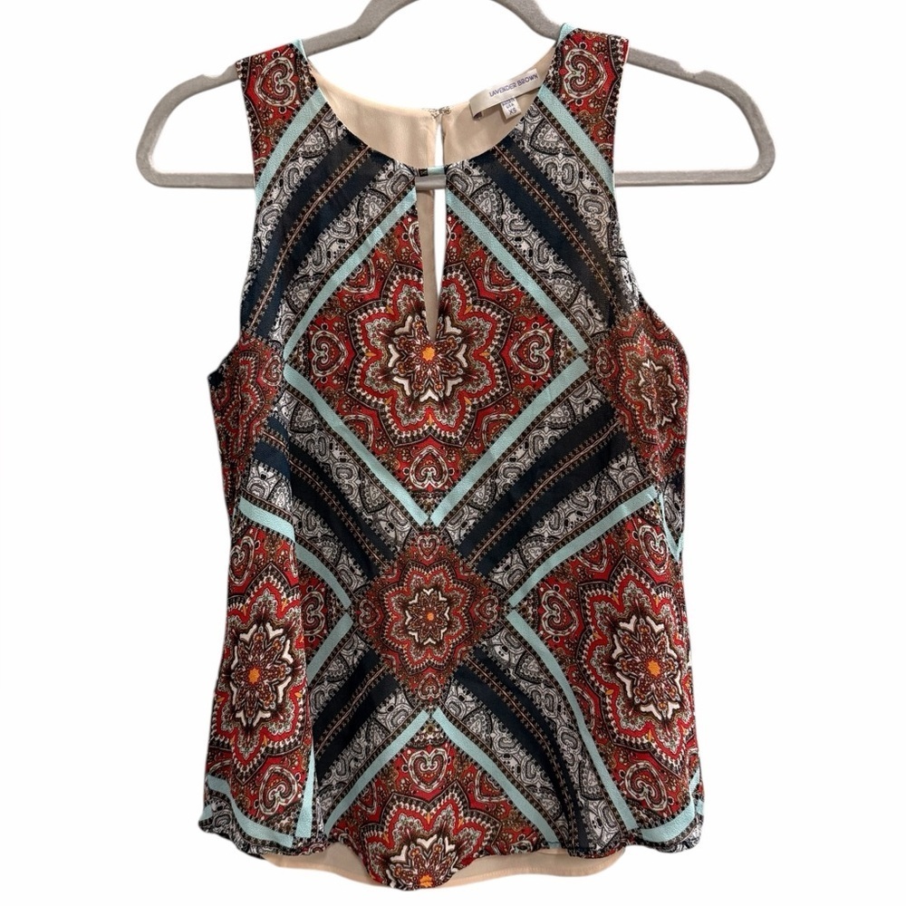 LAVENDER BROWN Patterned Sleeveless Top Size XS